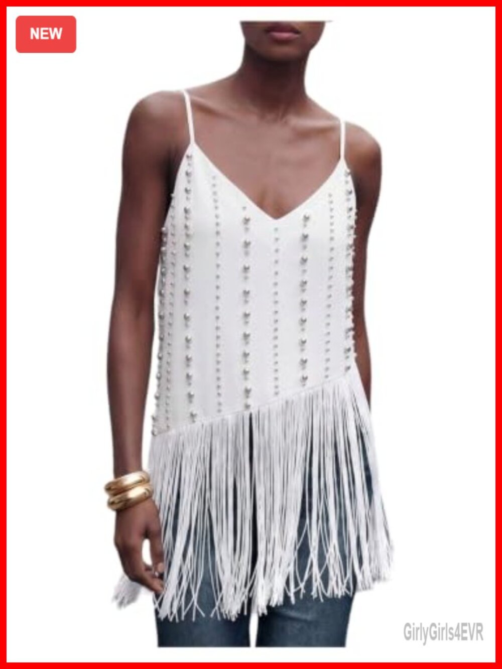 Fringe Tassel Asymmetrical Going Out Cami Top Y2K Rave Party